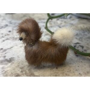 Vintage 1950s Brown Mink Fur French Poodle Brooch Pin Jewelry Dog breeder gift